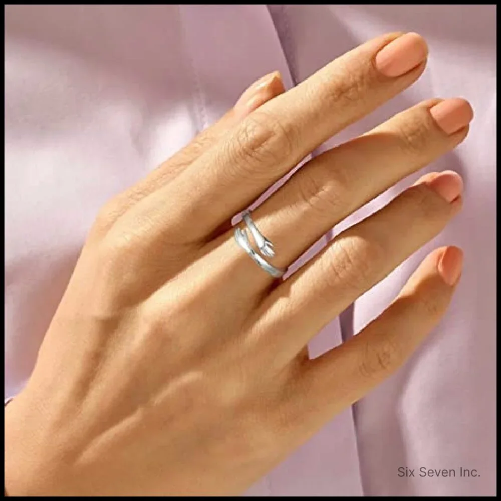Sterling Silver Hug Ring Adjustable Minimal Chic Gift for Women Girls